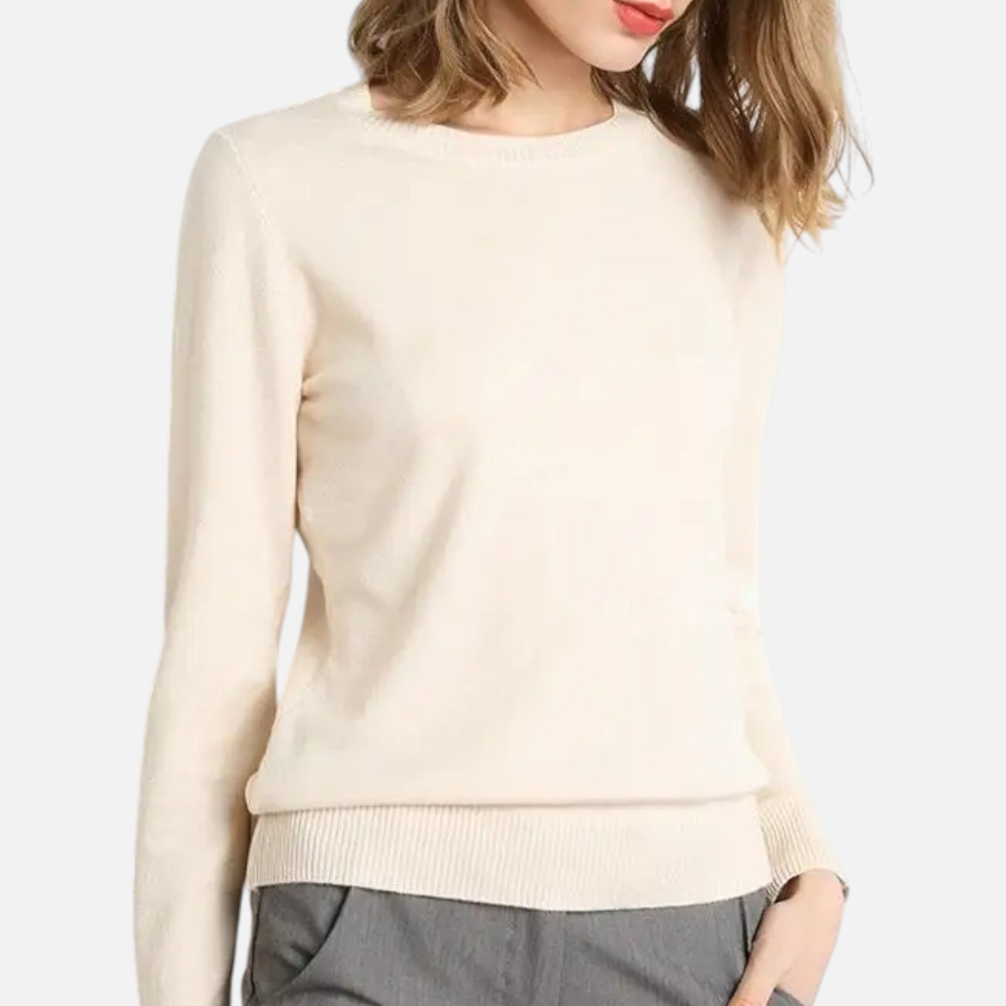 Devinton | Women's Merino Wool Round Neck Slim Fit Jumper