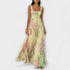 Dame Maxi Kjole Blomstret Chiffon Plisseret Bryllupsgæst Sommer