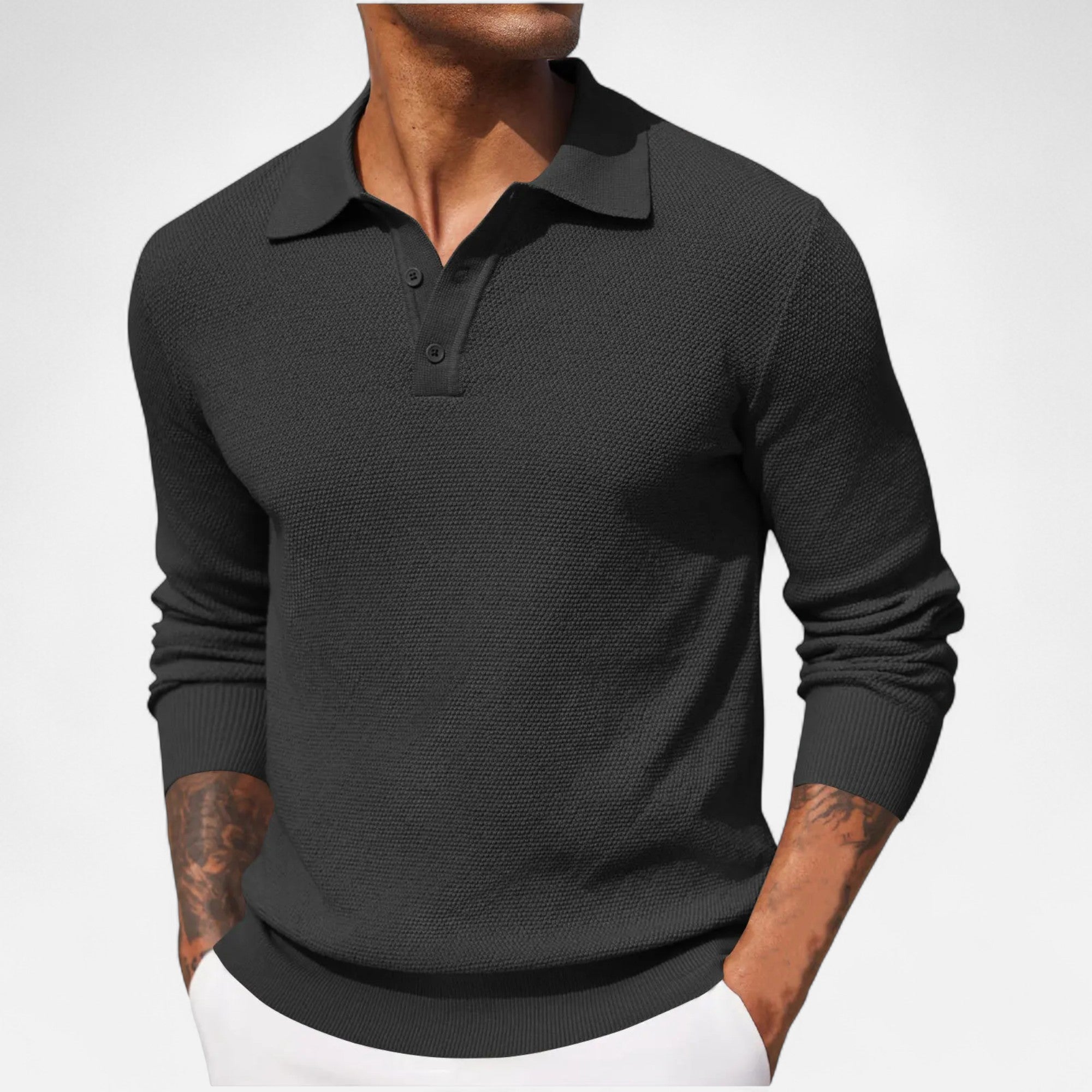 Herre Polo Strik Lange Ærmer Slim Fit Smart Casual
