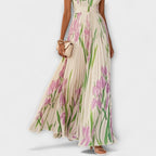 Dame Maxi Kjole Blomstret Chiffon Plisseret Bryllupsgæst Sommer