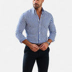 Herre Skjorte Stribet Slim Fit Lange Ærmer Smart Casual