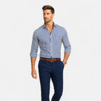 Herre Skjorte Stribet Slim Fit Lange Ærmer Smart Casual