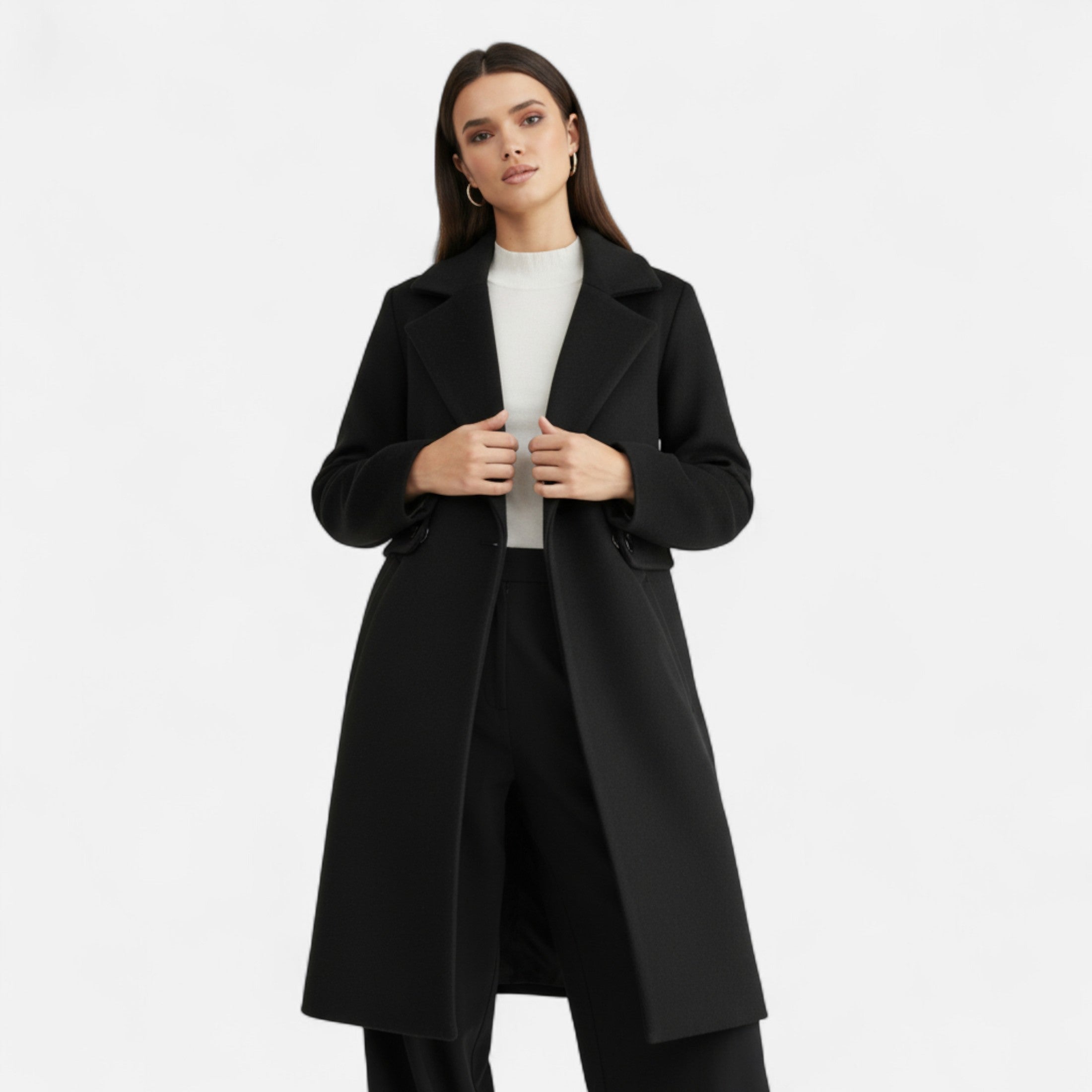 Devinton | Women's Winter Wool Coat with Slim Belt