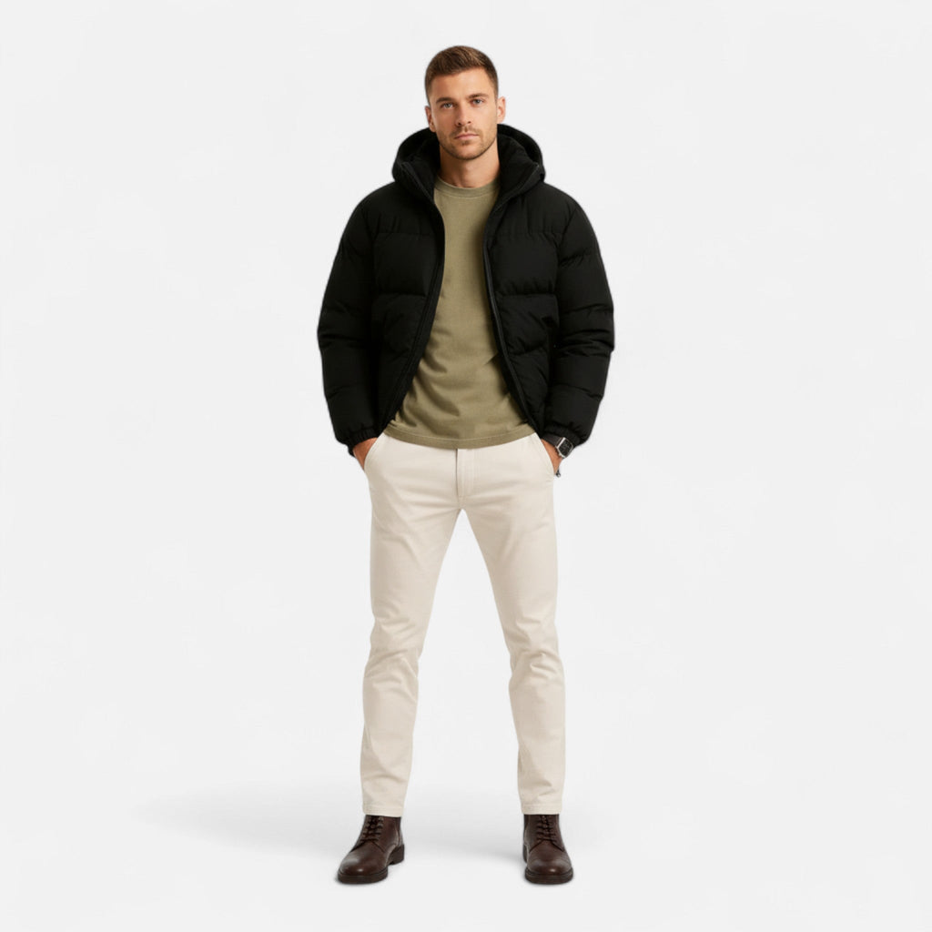 Devinton | Men’s Puffer Jacket – Lightweight Hooded Insulated Elegance