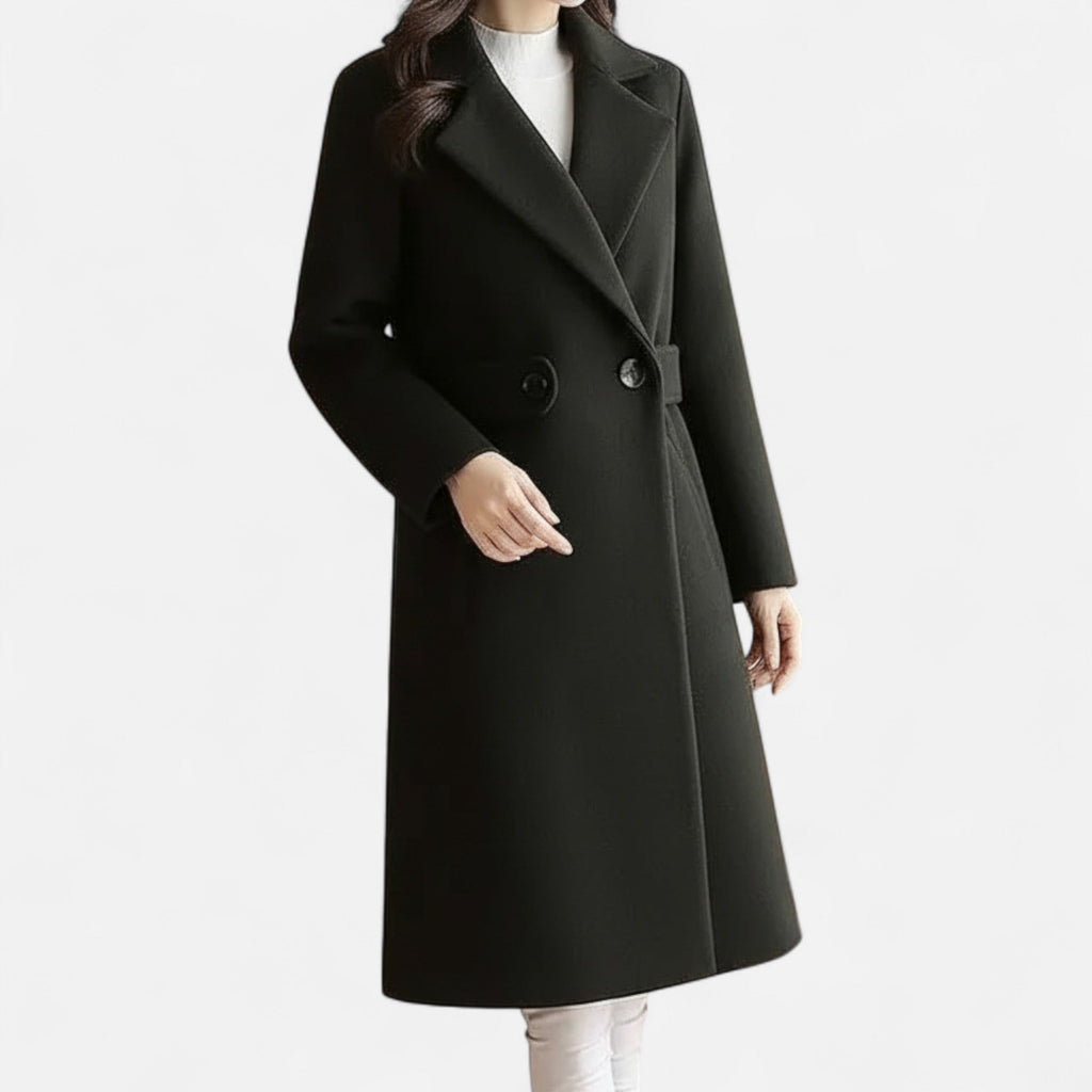 Devinton | Women's Winter Wool Coat with Slim Belt