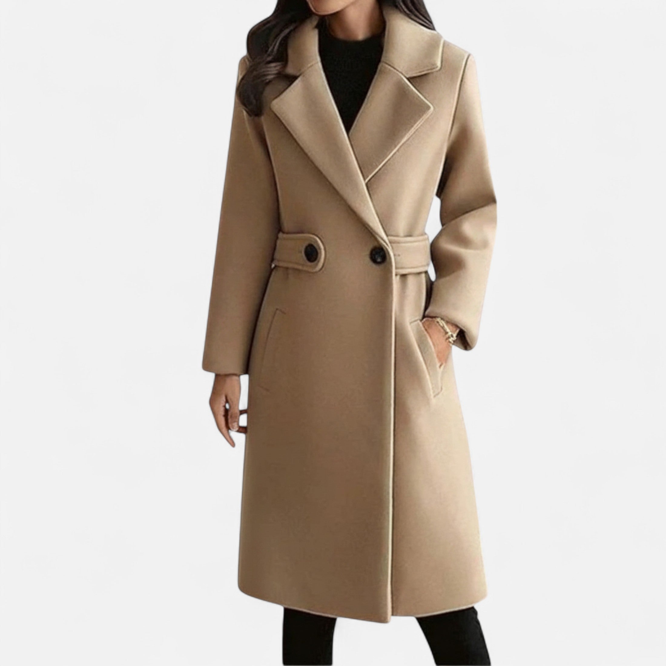 Devinton | Women's Winter Wool Coat with Slim Belt