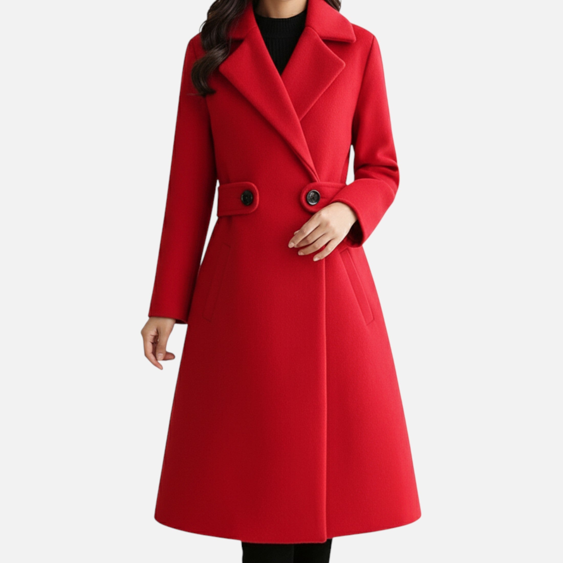 Devinton | Women's Winter Wool Coat with Slim Belt