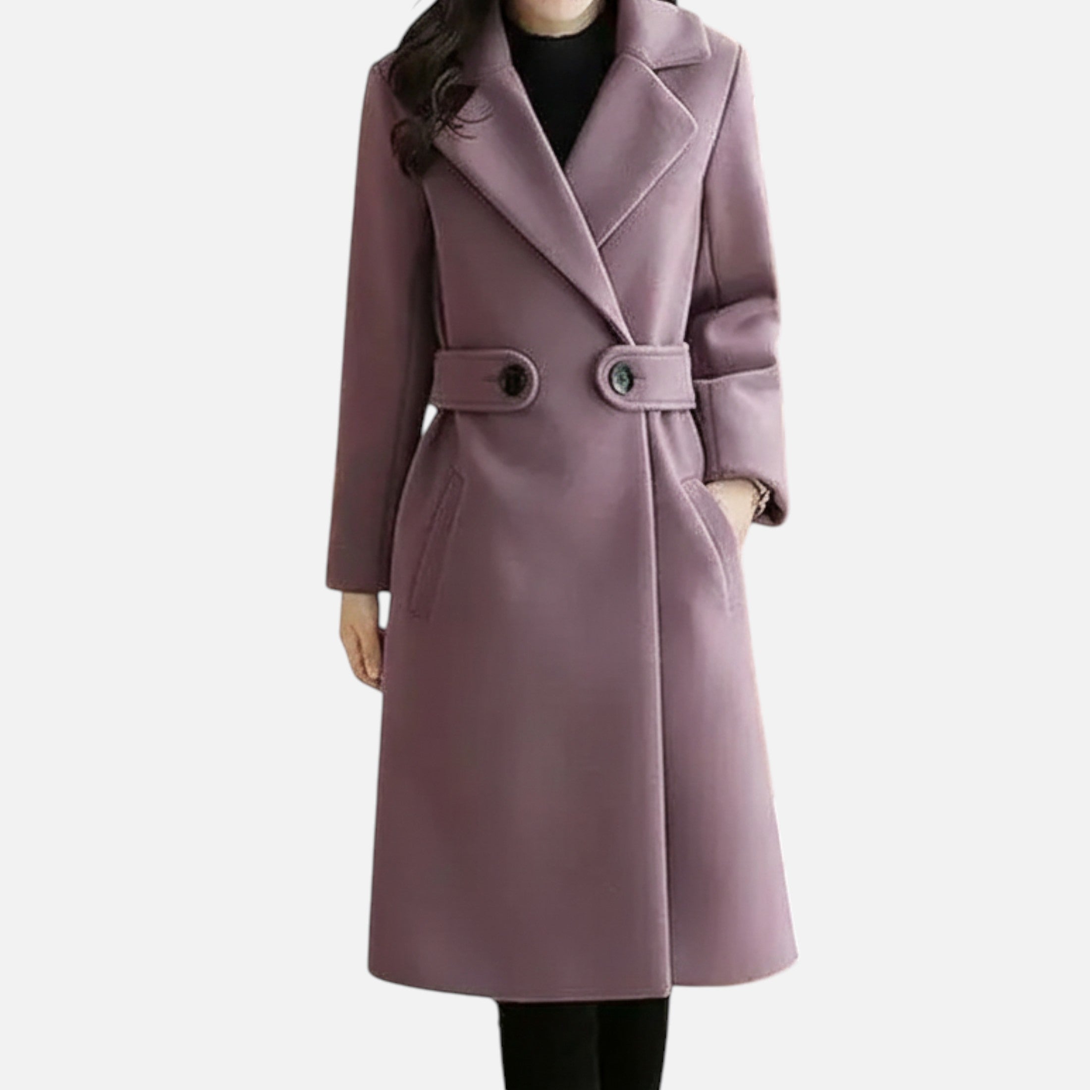 Devinton | Women's Winter Wool Coat with Slim Belt