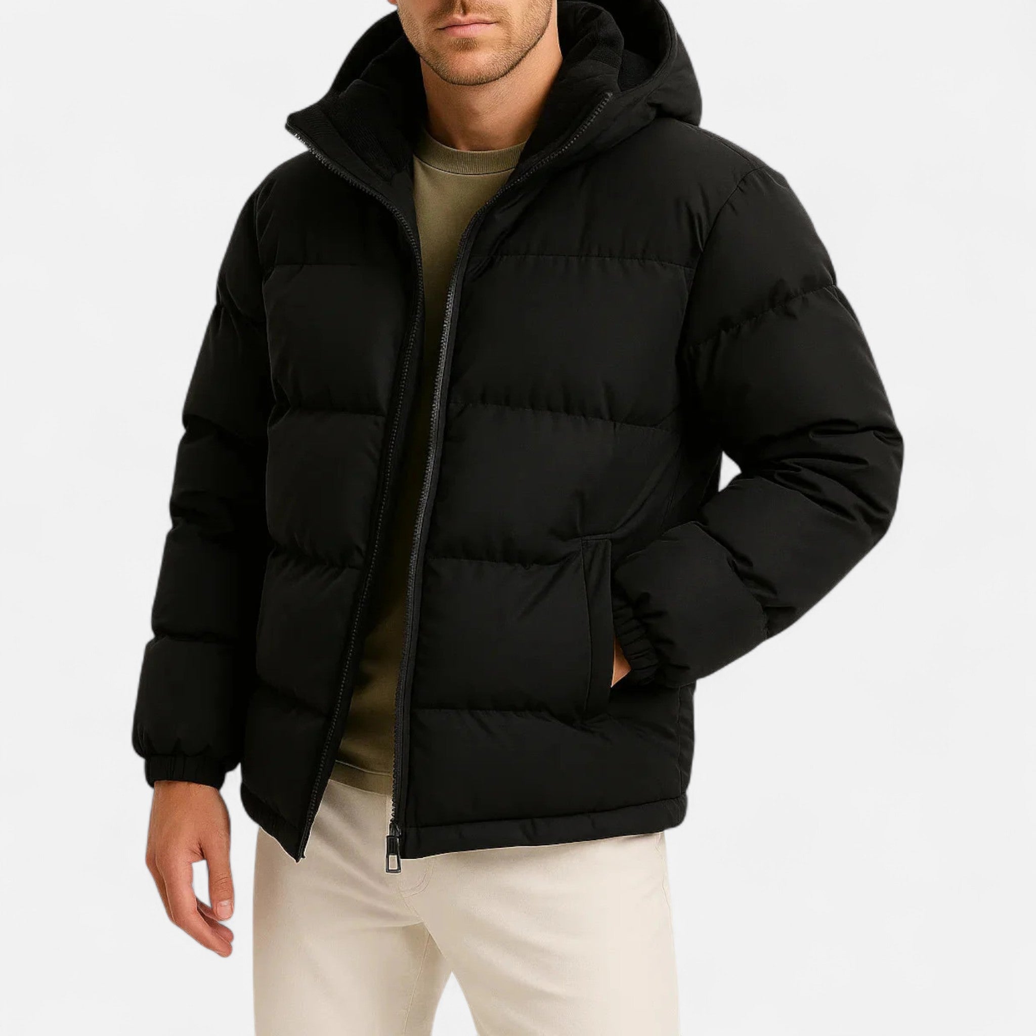 Devinton | Men’s Puffer Jacket – Lightweight Hooded Insulated Elegance