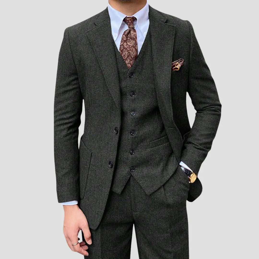 Herre Jakkesæt Tweed Tre-delt Slim Fit Bryllup