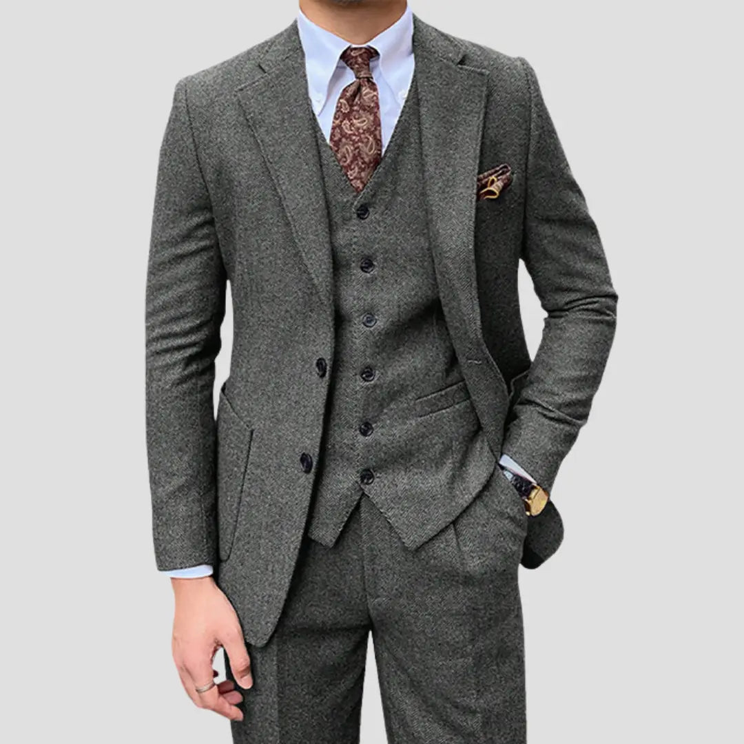Herre Jakkesæt Tweed Tre-delt Slim Fit Bryllup