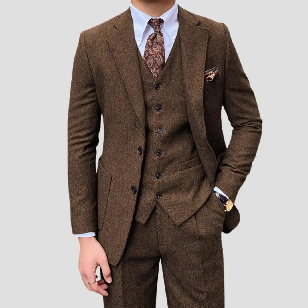 Herre Jakkesæt Tweed Tre-delt Slim Fit Bryllup