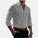 Herre Skjorte Stribet Slim Fit Lange Ærmer Smart Casual