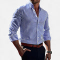 Herre Skjorte Stribet Slim Fit Lange Ærmer Smart Casual