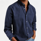Herre Denim Skjorte Bomuld Lange Ærmer Casual Smart
