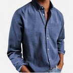 Herre Denim Skjorte Bomuld Lange Ærmer Casual Smart