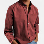 Herre Denim Skjorte Bomuld Lange Ærmer Casual Smart