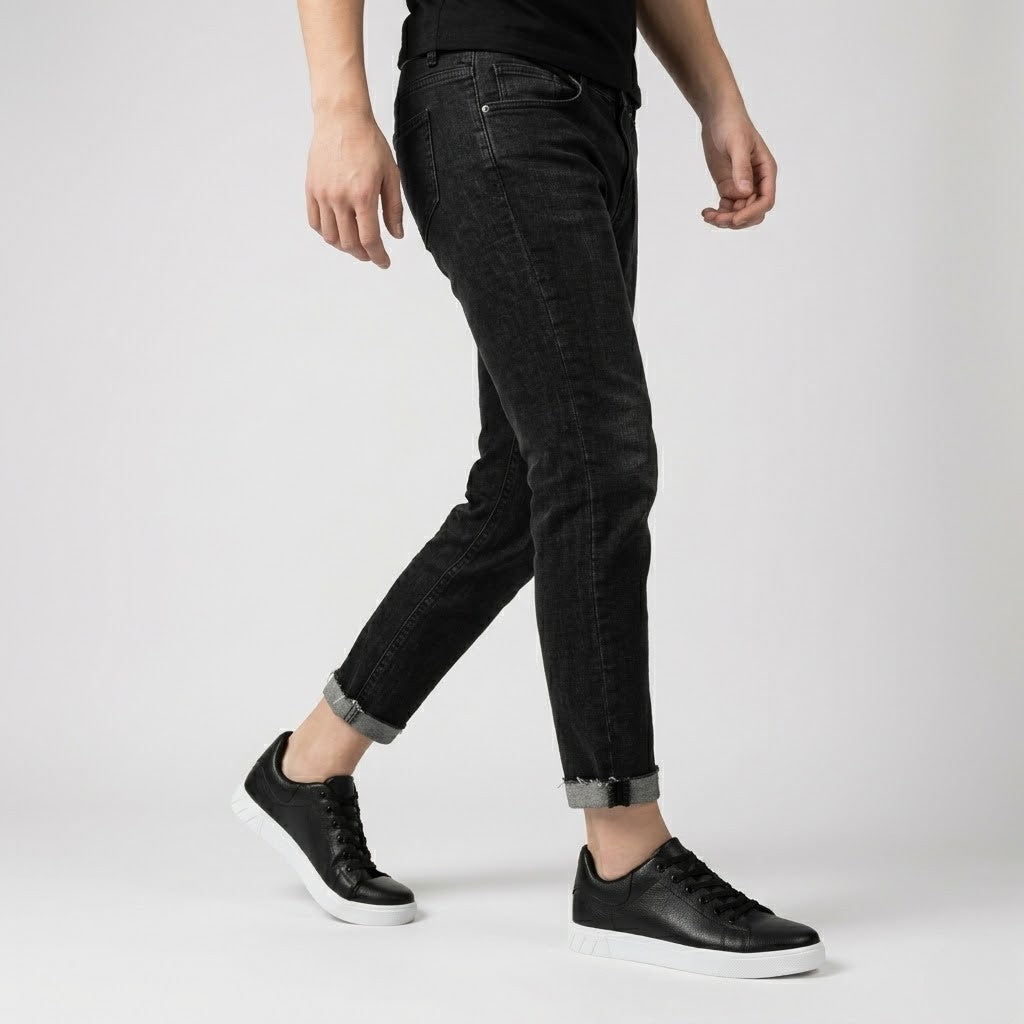 Herre Sneakers Hvid Sål Platform Casual Hverdagssko Sort