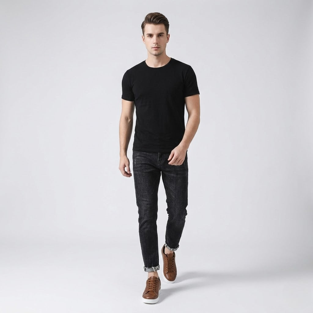 Herre Sneakers Hvid Sål Platform Casual Hverdagssko Sort